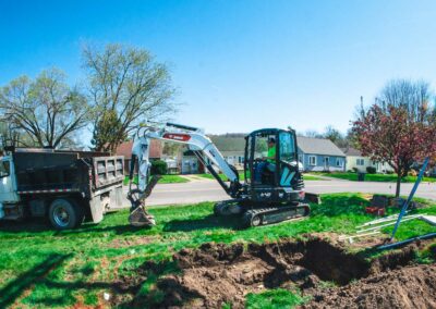 Septic field lines being laid out