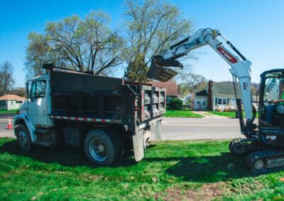 Dirt removal during excavation project
