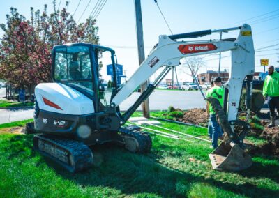 Excavation site prepared for new construction