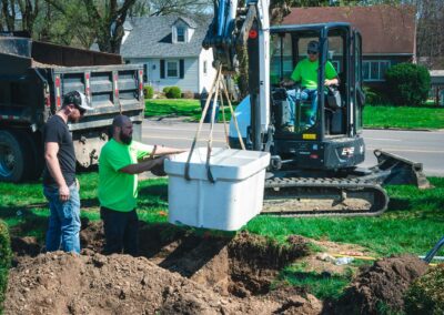 Excavation for septic tank installation