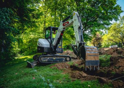 Excavation team working on a residential property