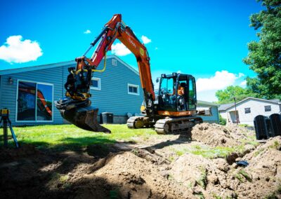 Excavation site prepared for new construction