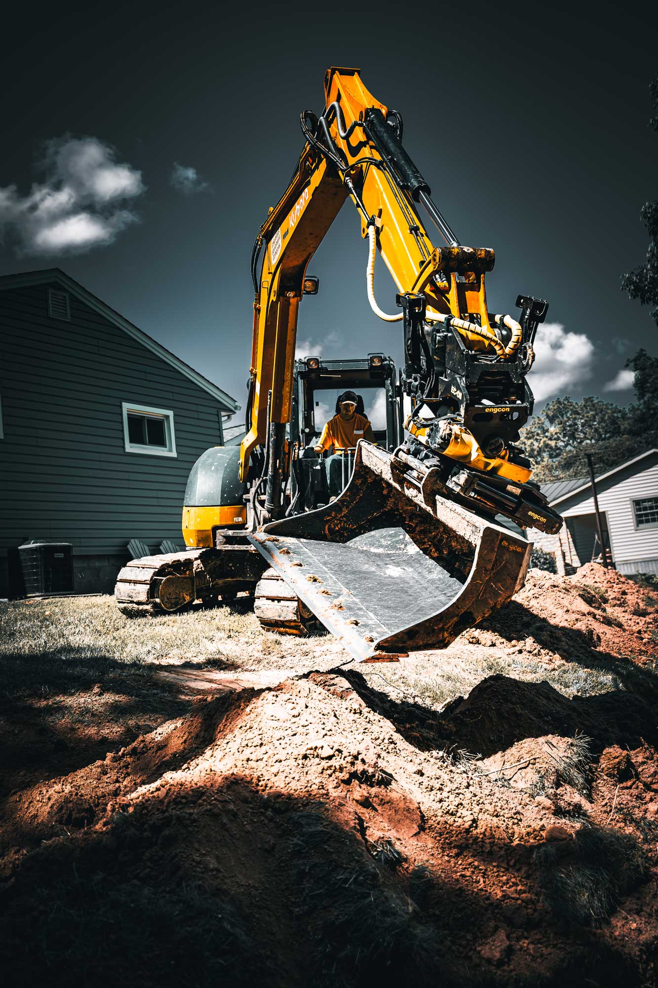 Septic tank being installed in Lancaster, Ohio