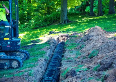 trench line created out and water line installed