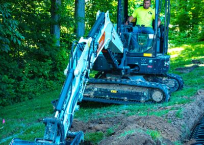 Eccard Excavation employee performing excavation services at a residence in Lancaster, Ohio