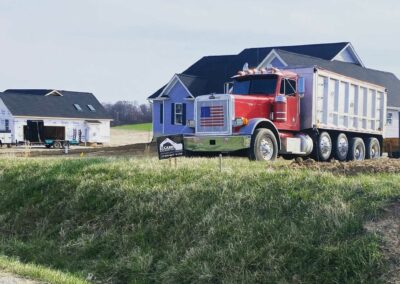 Side view of a large dump truck