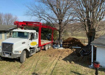 Side view of a large dump truck