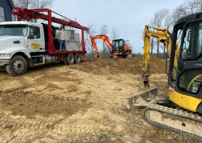 Heavy machinery performing excavation work