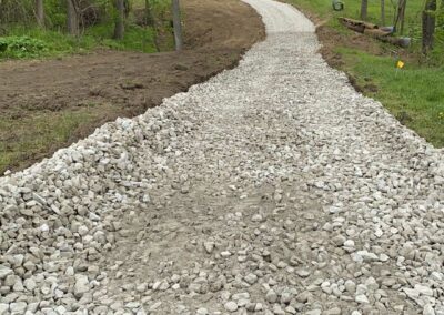 Stone pathway leading to a house