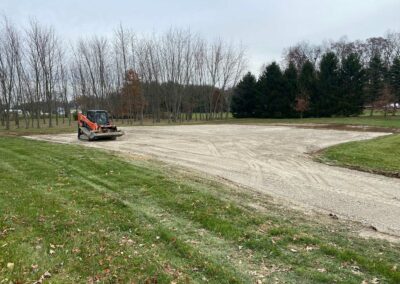 Land grading equipment leveling ground