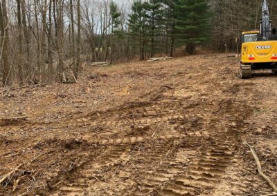 Land clearing equipment removing trees and brush