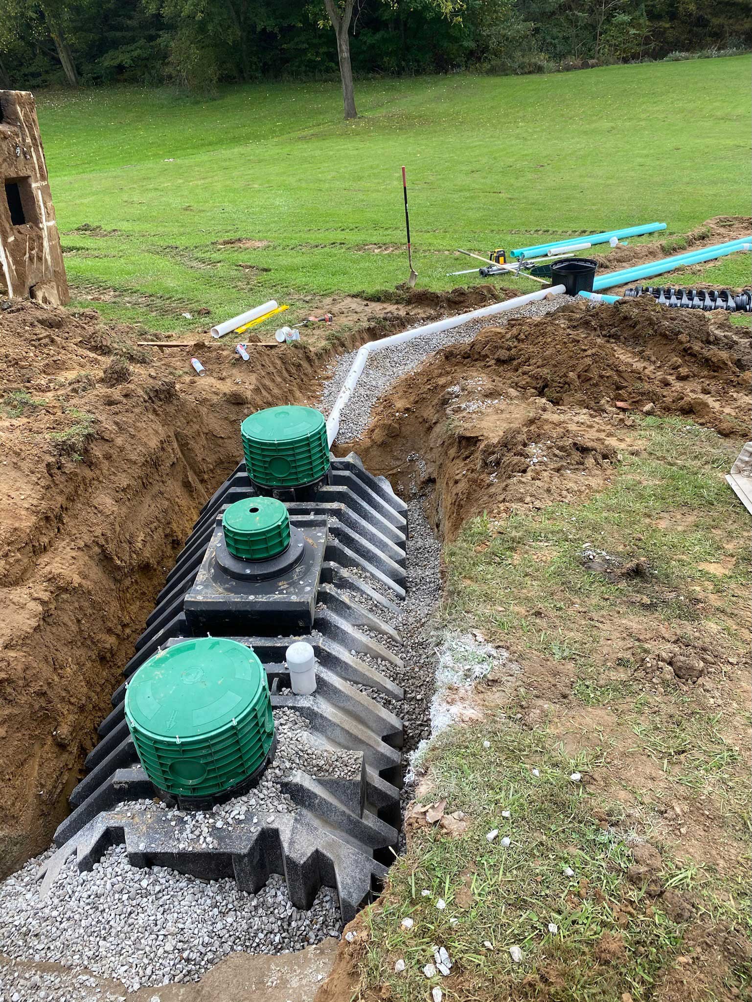 Septic tank being installed in Lancaster, Ohio
